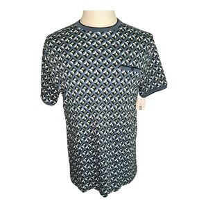 Denim & Flower Geometric Print Knit T-Shirt Short Sleeve‎ Casual Top Size Small